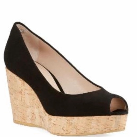 Stuart Weitzman Black Patent Leather Corkscrew